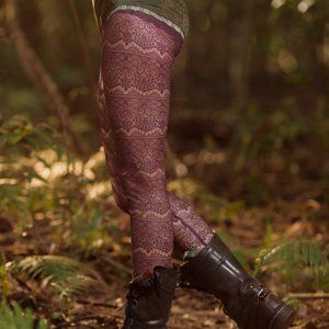 Brand New Super Sexy Maroon Fishnet Lace Footless Tights for Women! Never worn